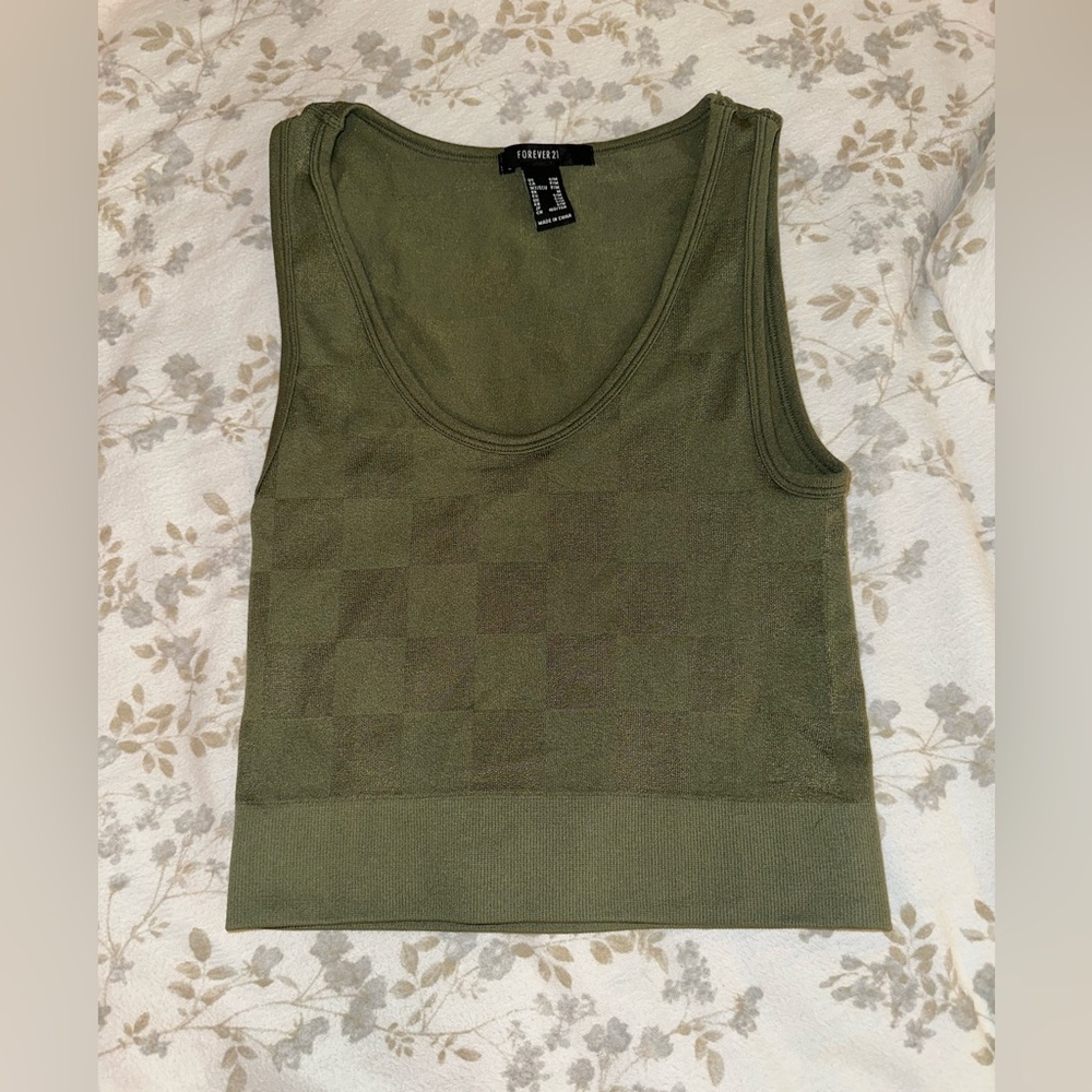 Ute green tank top with lightly visable checkers